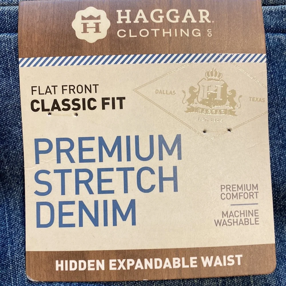Haggar SZ 44 x 32 Denim Blue Jeans Classic Fit  Stretch Denim New D15 - Picture 4 of 13